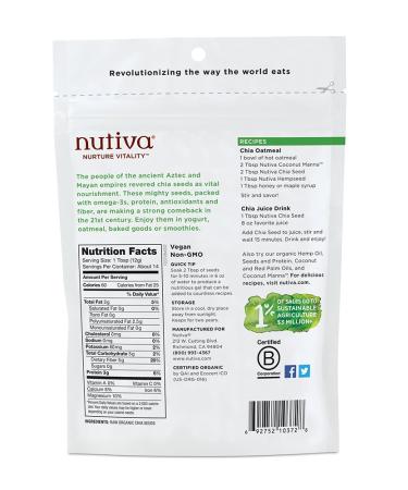 Nutiva Organic Black Chia Seeds 6 oz - Premium Superfood for Health - Buy Online on GoSupps.com