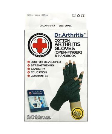 Doctor Arthritis Cotton Open-Finger Arthritis Gloves & Handbook Small Grey 1 Pair
