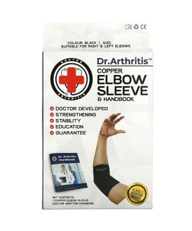Doctor Arthritis Copper Elbow Sleeve & Handbook Large Black 1 Sleeve