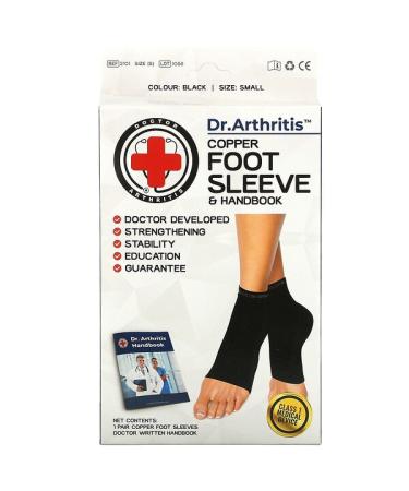 Doctor Arthritis Copper Foot Sleeve & Handbook Small Black 1 Pair
