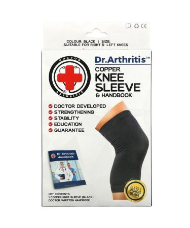 Doctor Arthritis Copper Knee Sleeve & Handbook Medium Black 1 Sleeve