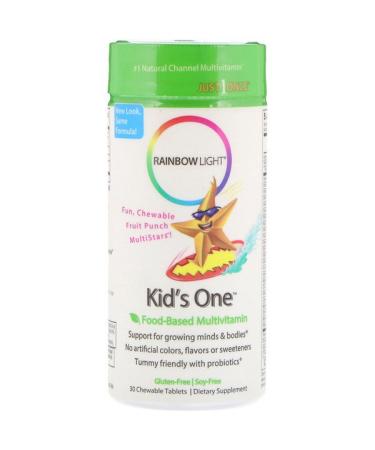 Rainbow Light Kid's One MultiStars Food-Based Multivitamin Fruit Punch 30 Chewable Tablets