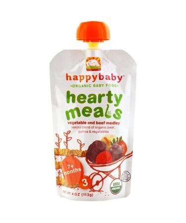 Happy Family Organics Organic Baby Food Hearty Meals Vegetable and Beef Medley 7+ Months Stage 3 4 oz (113 g)