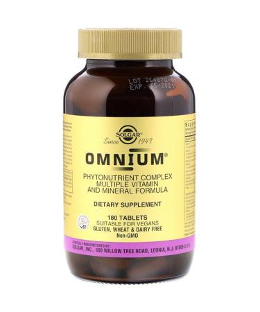 Solgar Omnium Phytonutrient Complex Multiple Vitamin and Mineral Formula 180 Tablets