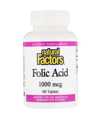 Natural Factors Folic Acid 1000 mcg 90 Tablets