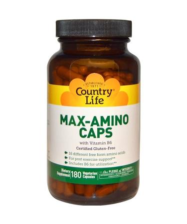 Country Life Max-Amino Caps with Vitamin B-6 180 Vegetarian Capsules