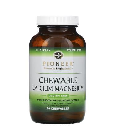 Pioneer Nutritional Formulas Chewable Calcium Magnesium Dark Chocolate with Organic Cocoa 90 Chewables