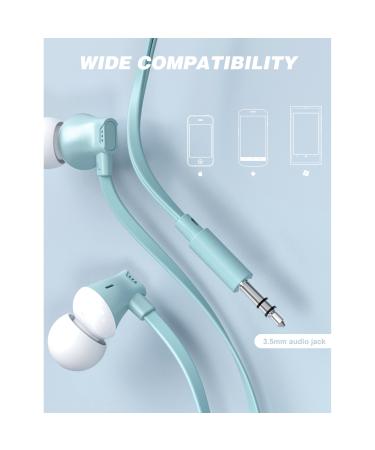 Vogek Tangle-Free Flat Cord Mint Green Earbud Headphones | Ergonomic In-Ear Design - Buy Online on GoSupps.com