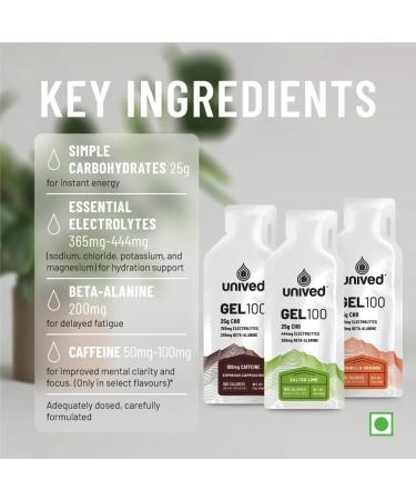 Unived Gel 100 - Vegan Energy Gel for Endurance Athletes Runners & Cyclists - 100kcal - Salted Caramel - Pack of 6  - Buy Online on GoSupps.com