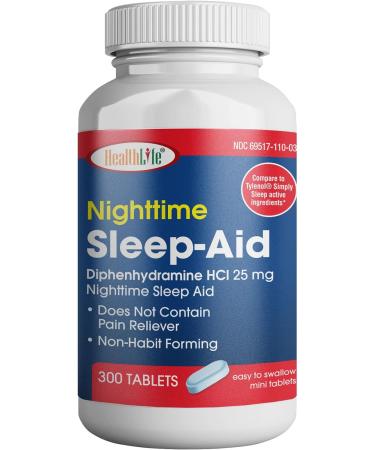 HealthLifeÂ® Sleep Aid (Diphenhydramine HCl Caplets, 25 mg Blue) 300 Count