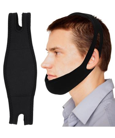 Anti Snoring Chin Strap Adjustable Soft Comfortable Snore Stopper Face Slimmer Sleep Black Flexible Breathable Anti-Dry Mouth Chin Strap Prevent Snoring Device Solution for Men Women Kids.
