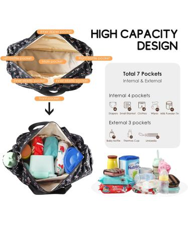 SONARIN Multi-Function Baby Changing Bag with Mat, Stroller Straps, & Bottle Bag - Large Waterproof Satchel Messenger Bag for Travel (Black) - Buy Online on GoSupps.com