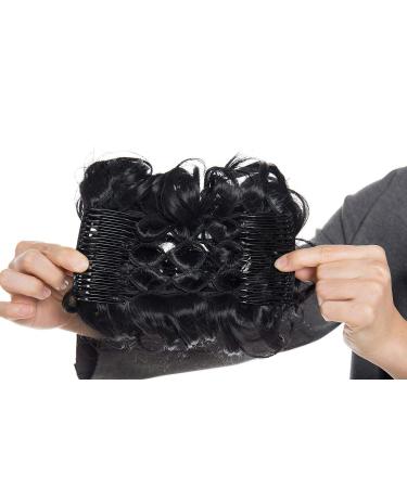 Fashion Undulating Hair Extensions | Wavy Hair Tendrils & Messy Buns | Voluminous Black Ponytail Scrunchies - Buy Online on GoSupps.com
