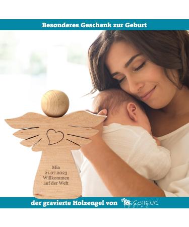 Personalized Birth Angel Gift | Engraved Wood Keepsake | Custom Name Date & Motif for Boys & Girls - Buy Online on GoSupps.com