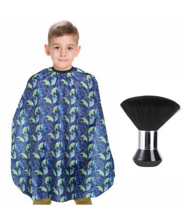Kids Barber Cape with Neck Duster Brush, Professional Salon Hair Cutting Cape with Adjustable Snap Closure