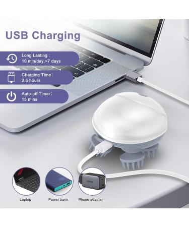 OQIMAX Portable Electrical Head Massage Device - 4 Massage Heads 3 Modes IPX6 Waterproof Wireless & USB Charging Relaxation & Deep Cleaning - Buy Online on GoSupps.com