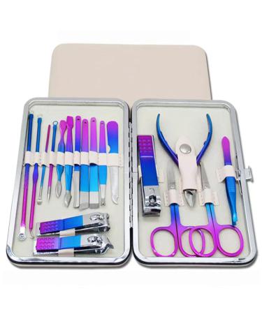 Nail Clipper set, Tuecota 18 in 1 Stainless Steel Nail Manicure Kit, Nail Care Kit, Manicure Set, Womens Mens Grooming Kit, Professional Manicure Pedicure Kit Colours