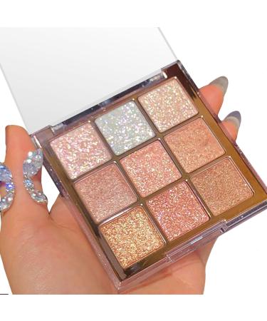 Glitter Eyeshadow Palette Shimmer Eye Shadow Pallets for Women 9 Colour Glitter Eye Make-Up Palettes Gold White Pink Highly Pigmented Eye Shadow Palette for Girls Make Up Glitter 01 - Buy Online on GoSupps.com