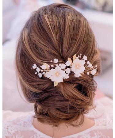Edary Bridal Wedding Vine Gold Rhinestone Flowers Leaves Headpiece Accessory for Women Girls - Buy Online on GoSupps.com