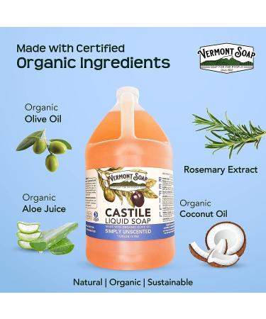 Vermont Castile Soap Unscented - Gentle Liquid Soap for Sensitive Skin | Organic Hair Shampoo & Body Wash - Aloe Castile Soap for Men & Women - 128 Fl Oz - Buy Online on GoSupps.com