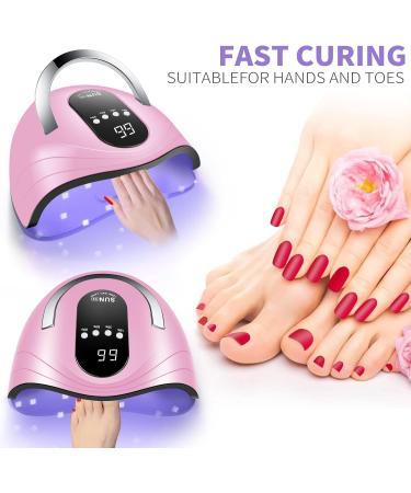 Sunrich UV Gel Nail Lamp 120W - Fast Nail Dryer for Gel Polish Curing 4 Timers Portable Handle Large Space Automatic Sensor - Pink - Buy Online on GoSupps.com