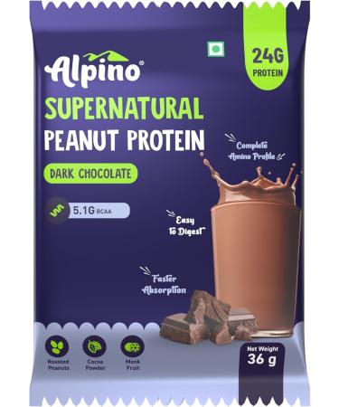 Alpino Supernatural Dark Chocolate Peanut Protein Powder 216g | 100% Plant-Based 24g Protein | High-Performance 6 Day Trial Pack - Buy Online on GoSupps.com