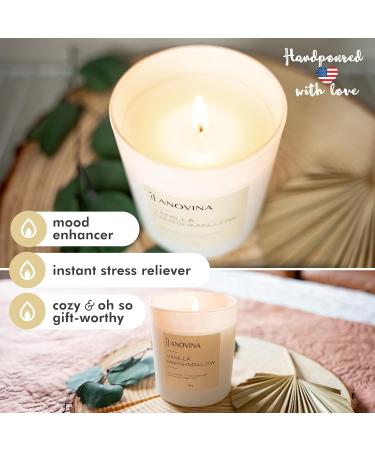 Anovina Vanilla Scented Candle Gift Box | Non-Toxic Hand Poured Candles in Glass Jar | Perfect Scented Gift for Mom | USA Made Vanilla Marshmallow Aroma - Buy Online on GoSupps.com
