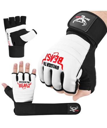 Beast Rage Punch Bag Taekwondo Karate Midly Gloves For Men and Women Finger MMA Kickboxing Sparring Martial Arts Boxing Training Gloves - Training Light Workouts M Weiß