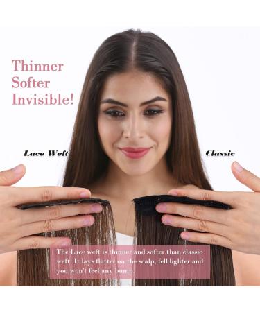 REECHO Clip in Hair Extensions - Thick Long Lace Weft Synthetic Hairpieces for Women - 24 Inch Chocolate Brown with Golden Blonde Highlights - 240g (Pack of 5) - Buy Online on GoSupps.com