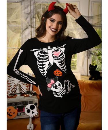 G and PL Halloween Women's Maternity Funny Costume Top | Long Sleeve S-XXL | M Bow Tie Skull Baby Design - Buy Online on GoSupps.com