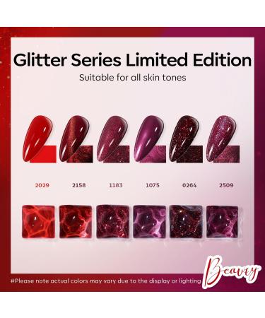 Modelones Gel Nail Polish 6 Colors Red Purple Glitter Gel Polish Fall Colors Cat Eye Chameleon Shimmer Burgundy Gel Polish Soak OFF LED Nail Art Gel Manicure Salon DIY Nails Gift - Buy Online on GoSupps.com