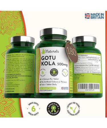 180 Gotu Kola 500mg Vegan Tablets for Stress & Anxiety - 6 Months Supply - UK Manufactured - Buy Online on GoSupps.com