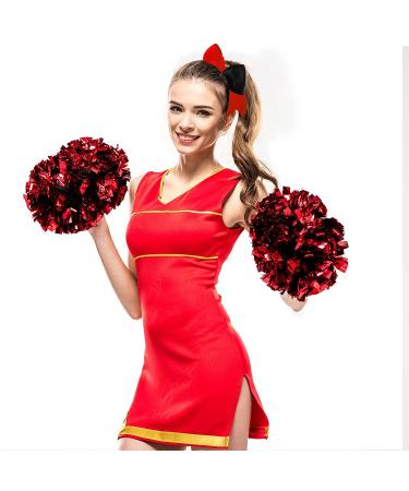 Jumbo Cheerleading Bow Set - 8 Inch Red & Black Hair Bows for Teen Girls | Large Cheer Bow with Ponytail Holder - Buy Online on GoSupps.com