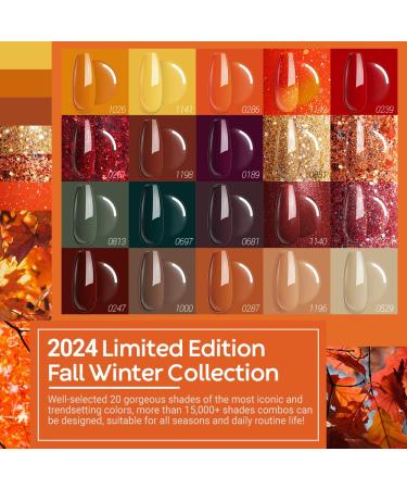 Modelones 20 Colors Gel Nail Polish Kit - Fall Winter Soak Off Set with Glitter Glossy & Matte Top Coats for DIY Manicure at Home A-1 Cozy Campfire - Buy Online on GoSupps.com