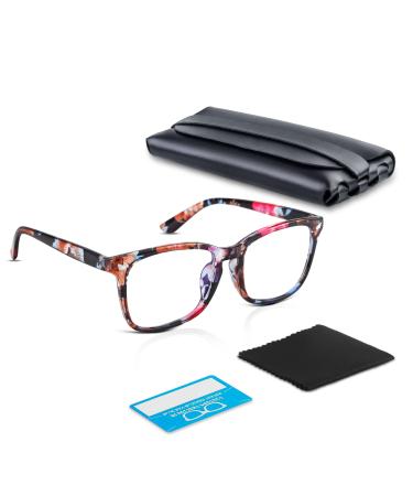 COOLOO Blue Light Blocking Glasses Gaming Computer Glasses Anti Glare Headache Eyes Strain Glasses with Blue Light Filter Super Light Weight Fashion 08-floral