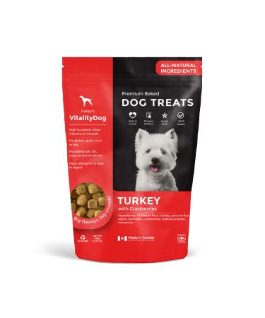 Vitality Dog Turkey with Cranberries - Premium Baked Dog Treats - Training Treats for Dogs Pet Treats Dog Snacks - Made in Canada Grain Free Human Grade 400g / 14.1oz Turkey with Cranberries 400 g (Pack of 1)