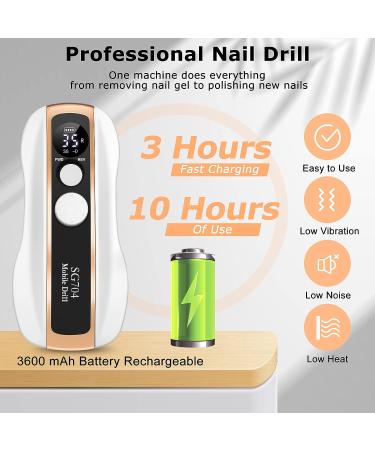 35000Rpm Rechargeable Electric Nail Drill for Acrylic Nails - Professional Nail Drill Machine with 11 Bits and Storage Bag - Buy Online on GoSupps.com