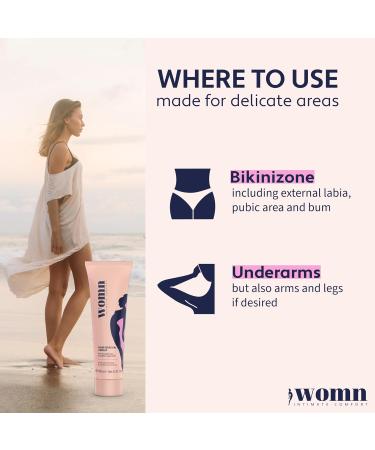  womn womn Hair Removal Cream 2 Pack (2 x 100 ml) - Gentle Hair Removal for Intimate Area Bikini and Armpits - No Cuts or Shaving - Buy Online on GoSupps.com
