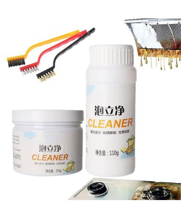 Foam Rust Remover Kitchen All-Purpose Cleaning Powder Kitchen Instant Cleaning Powder Kitchen Clean All Purpose Cleaning Foam Soak To Clean Greasy Dirt Comes with 3 Crevice Brushes (250g+110g)