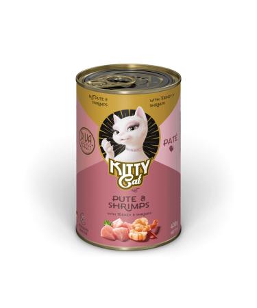 Kitty Cat Pat Pute & Shrimps 6 x 400 g wet food for cats grain -free cat food with taurine salmon oil and green lip mussel sole feed with high meat content made in Germany Pute & Shrimps 400 g (6 Pack)