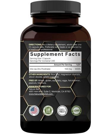 Double Strength Zinc Picolinate Supplement - 100mg, 120 Capsules - Immune Support & Enzyme Function - Non-GMO, Made in USA - Buy Online on GoSupps.com