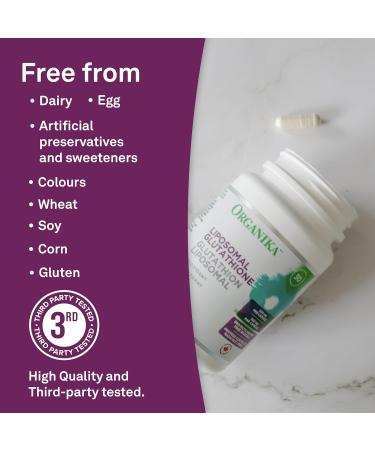 Organika Liposomal L-Glutathione 500 mg- Supperior Absorption Potent Antioxidant Immunity Support Helps Tissue Repair Detox - 30vcaps 30 Day Supply - Buy Online on GoSupps.com