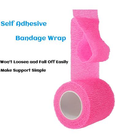 24 Rolls Pink Elastic Self Adhesive Bandage Wrap - 2 x 5 Yards - Ideal for Ankle Sprains, Swelling, and Sports Injuries - Breathable and Flexible Fabric - Non Woven Cohesive Bandage for Dogs, Pets, and Veterinary Use - Hot Pink - Buy Online on GoSupps.com