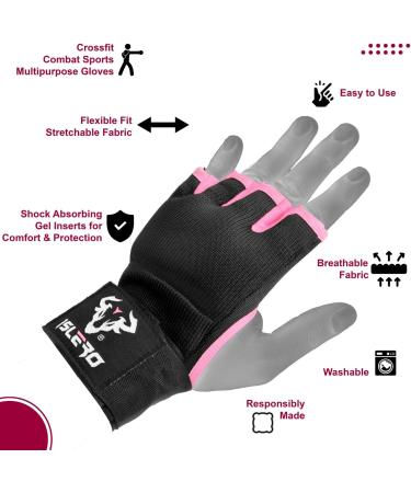 Islero Boxing Bandages 93cm Fast Long Wrist Loops Gel Inner Gloves Padded Protection for Muay Thai MMA Martial Arts Boxing & Speedbag S/M Rose - Buy Online on GoSupps.com