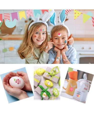Easter Temporary Tattoos for Kids - Bunny Egg Rabbit Flower Butterflies Stickers - 10 Sheets - Easter Party Supplies & Decorations - Buy Online on GoSupps.com