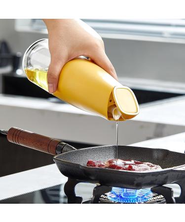 TYPZSS 17oz Auto Flip Kitchen Oil Bottles For Olive Oil And Vinegar By Glass And Silicone High Appearance Level Single-Handed Grab Oil Bottle Gift (White) - Buy Online on GoSupps.com