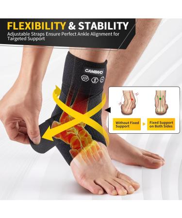 CAMBIVO Ankle Brace for Sprained Ankle - Adjustable Compression Support for Men & Women | Lace Up Stabilizer for Achilles Tendonitis & Injury Recovery - Small Right Foot (Black - Buy Online on GoSupps.com