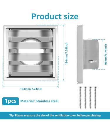 Dryer Vent Cover Stainless Steel Wall Exhaust Vent Cover with 4 Screws Weatherproof Exterior Wall Vent Cover Rustproof Dryer Vent Cover for Dryer and Extractors CA - Buy Online on GoSupps.com