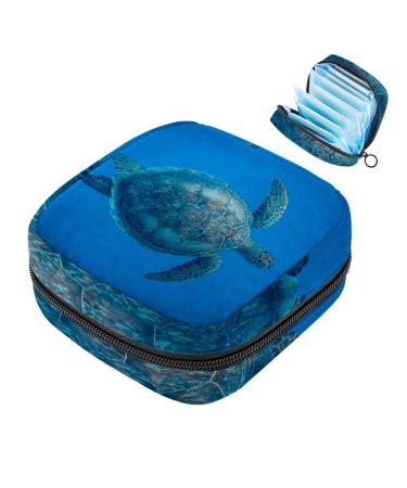 MUOOUM Menstrual Pad Bag Zipper Sanitary Napkin Bag Tampons Collect Bags for Women Girls (Sea Turtle) Multi-colored 9