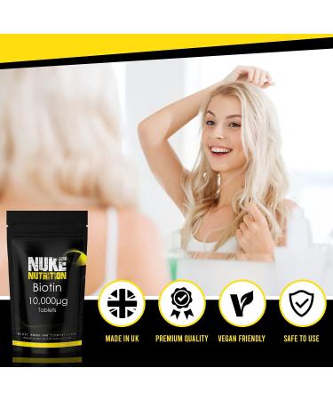 Nuke Nutrition Biotin Tablets 10000mcg x180 - Hair Growth Vitamins - Keratin Reinforcement for Men and Women - Buy Online on GoSupps.com